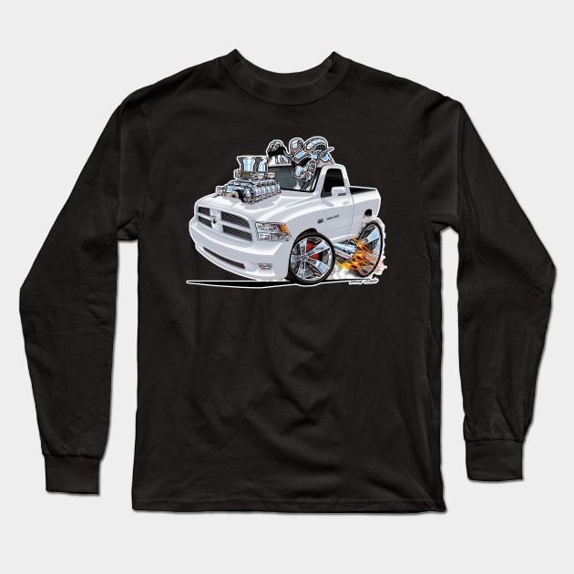 Dodge Ram White Truck Long Sleeve T-Shirt by vincecrain